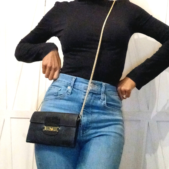 Vintage Celine Crossbody Leather Tri-fold Long Wallet on a Chain - Picture 1 of 15